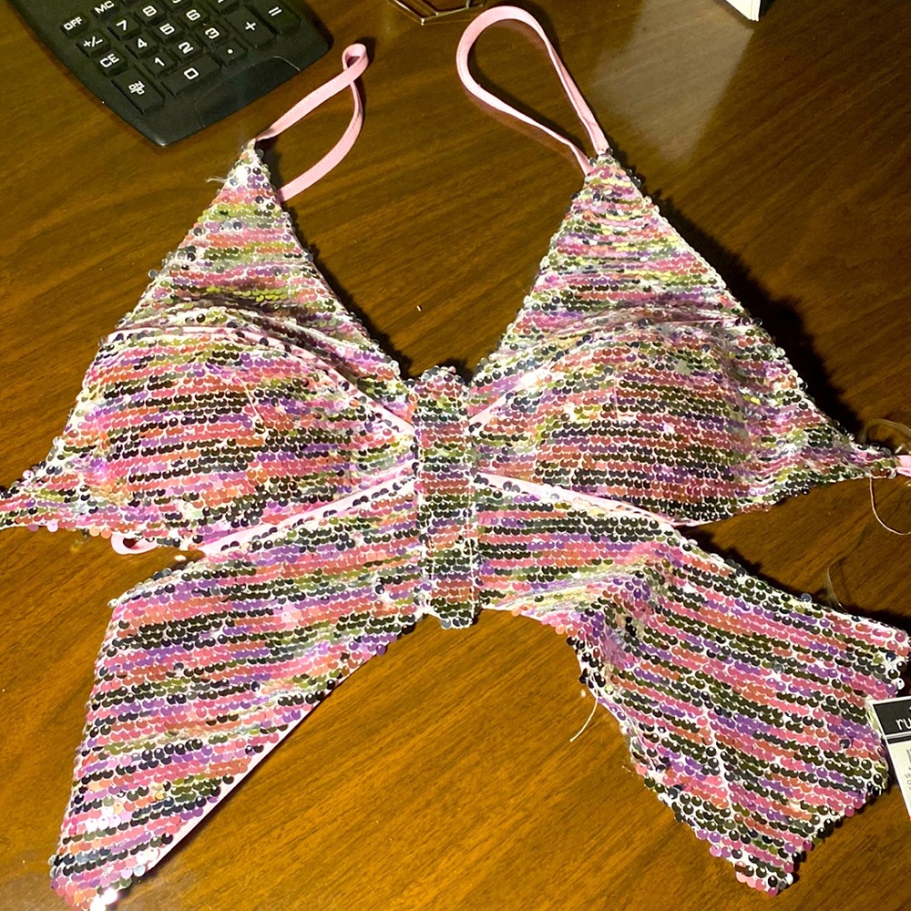 Pink and Black sequins tops